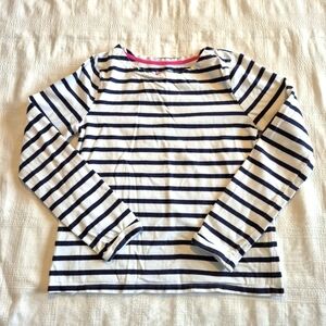 Mini Boden girls size 11-12 years blue & white long sleeve shirt VGUC